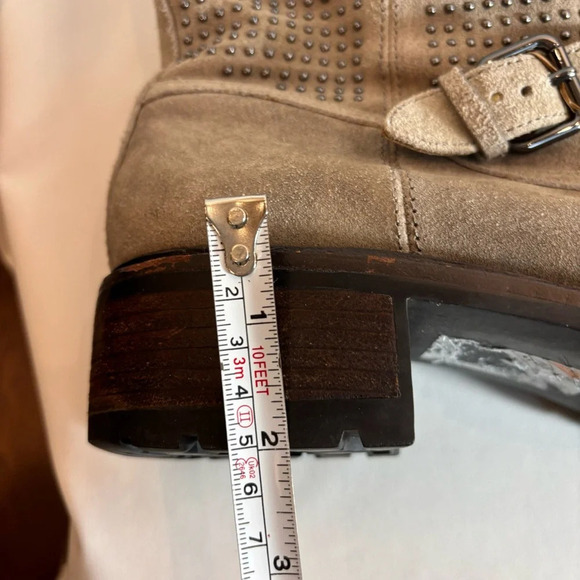 COACH Sz 8B Gates Moto Style Suede Ankle Boots Studded Chunky Sole Rounded Toe - Picture 8 of 16